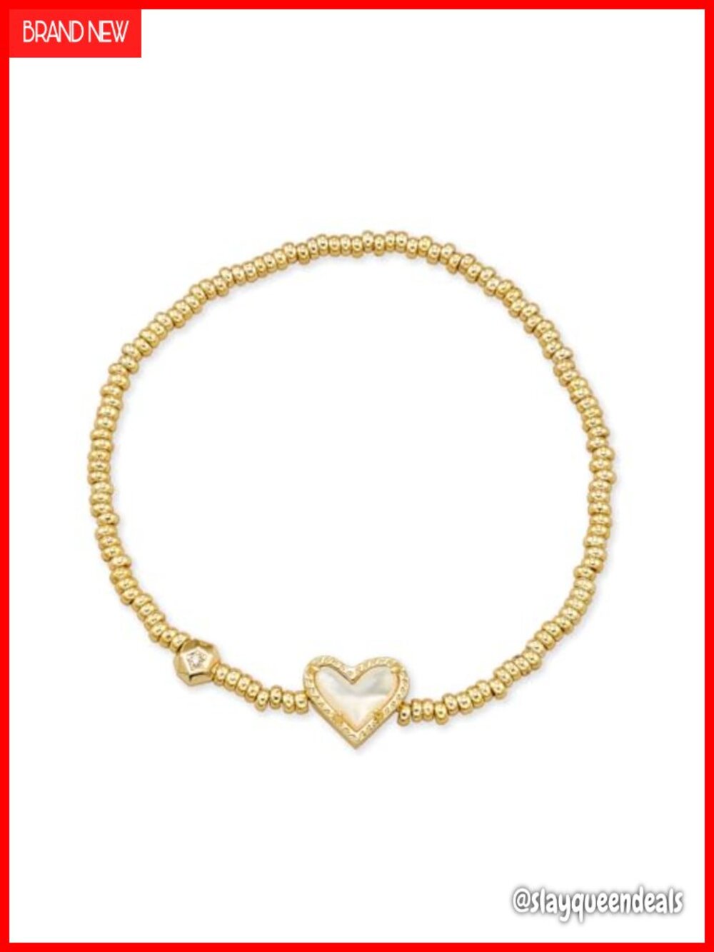 14k Yellow Gold Over Brass Stretch Bracelet with Mother-of-Pearl